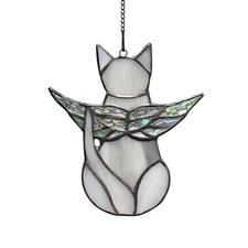 BOXCASA Cat Memorial Gifts for Loss of a Cat - Iridescent Angel Wing Suncatchers