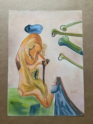Salvador Dali Zeichnung auf Papier (Handmade) signiert und gestempelt Mischte... - Bild 1 von 4