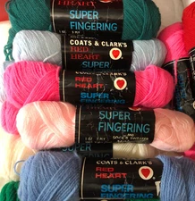 VTG Red Heart Super Fingering Yarn Virgin Wool Sock USA- Volume & Shipping Disc