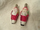 Vintage Lot of 2 Working Christmas Santa Claus Figural Light Bulbs Milk Glass