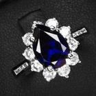Glamorous Vivid Blue Sapphire 4.40Ct 925 Sterling Silver White Gold Halo Rings