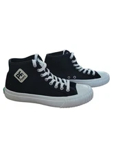 PF FLYERS HIGH DIAMOND BLACK CANVAS HIGH TOPS MENS 6 WOMENS 7.5