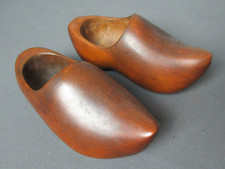 2 Decorative Wooden Dutch Shoes - Use as Child's Shoe or Wall Pocket - d6 tb