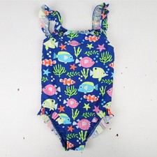 Gymboree Toddler Girls 4T Blue Multicolor Fish One Piece Swimsuit