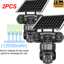 2PCS Solar Battery Powered Wireless WiFi Home Security Camera System Outdoor US