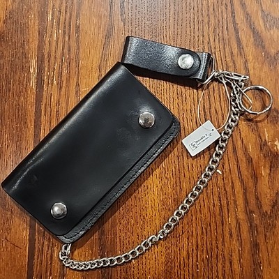 Double S Leather Chain Wallet Black 6x3.5 with 17' chain.
