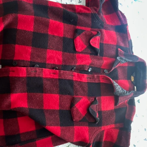 Vintage Woolrich Men's 2XL/3XL Red Black Plaid Shirt Jacket Button Pockets 53 video thumbnail