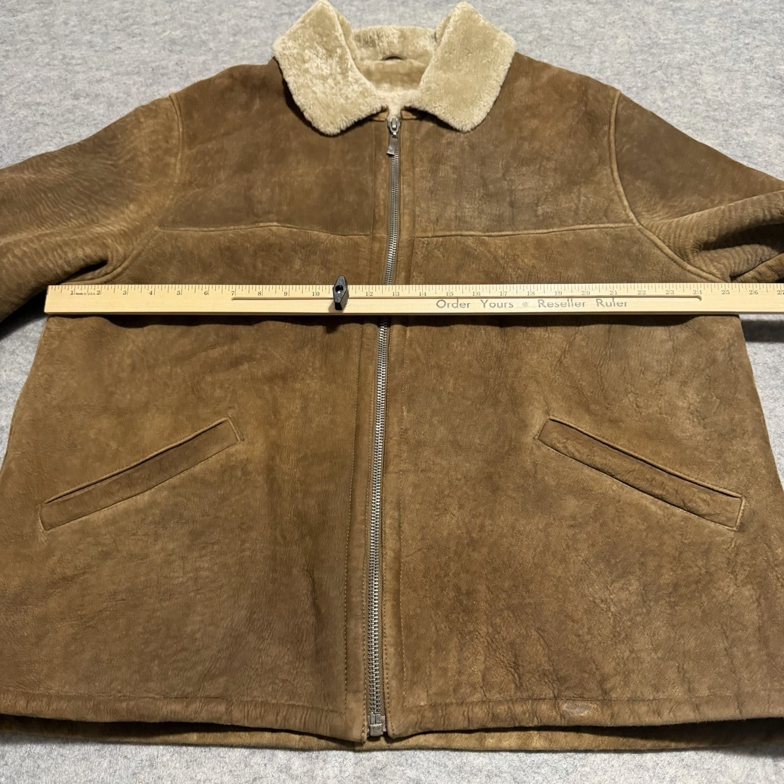 Milestone PremiumLambskin Lammfell Men’s Brown Leather Jacket Lederjacke Size 54 image 6