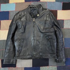 Vintage 90s Black Heavy Leather Motorcycle Jacket Honda Riders Club 46