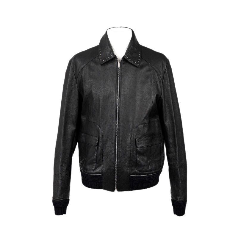 Giacca di pelle nera Saint Laurent SS 100 140921683