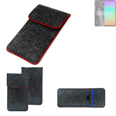 Filz Hülle für Acer Sospiro AX61 dunkelgrau roter Rand Case Tasche Schutz Hül
