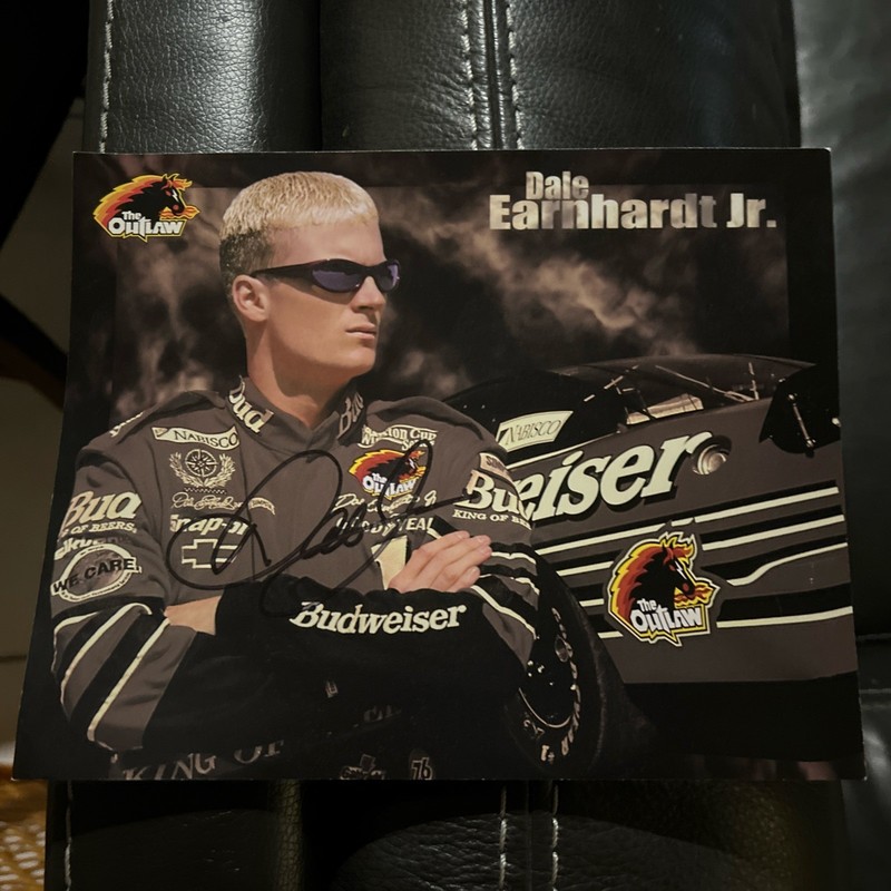 NASCAR Dale Earnhardt Jr Outlaw Autograph  8x10 Two-Sided