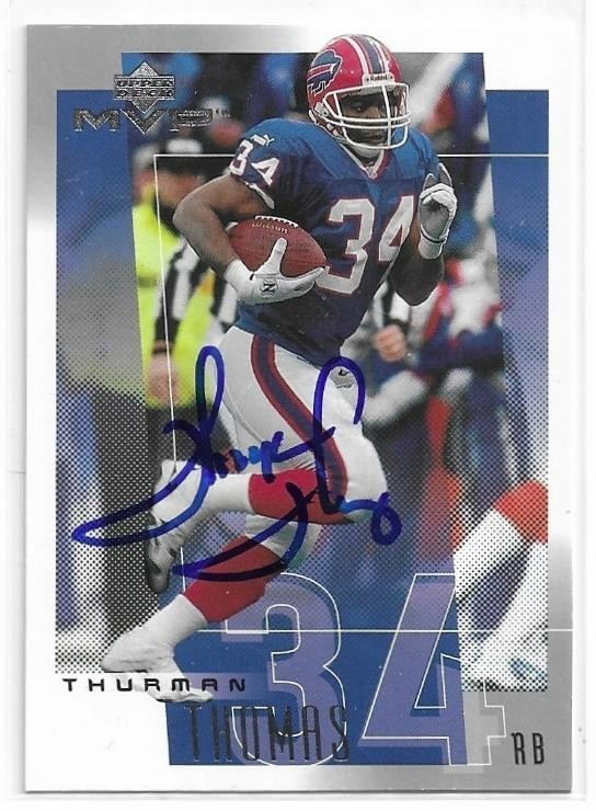 THURMAN THOMAS Autographed Signed 2001 UD MVP Football card #135 Buffalo Bills