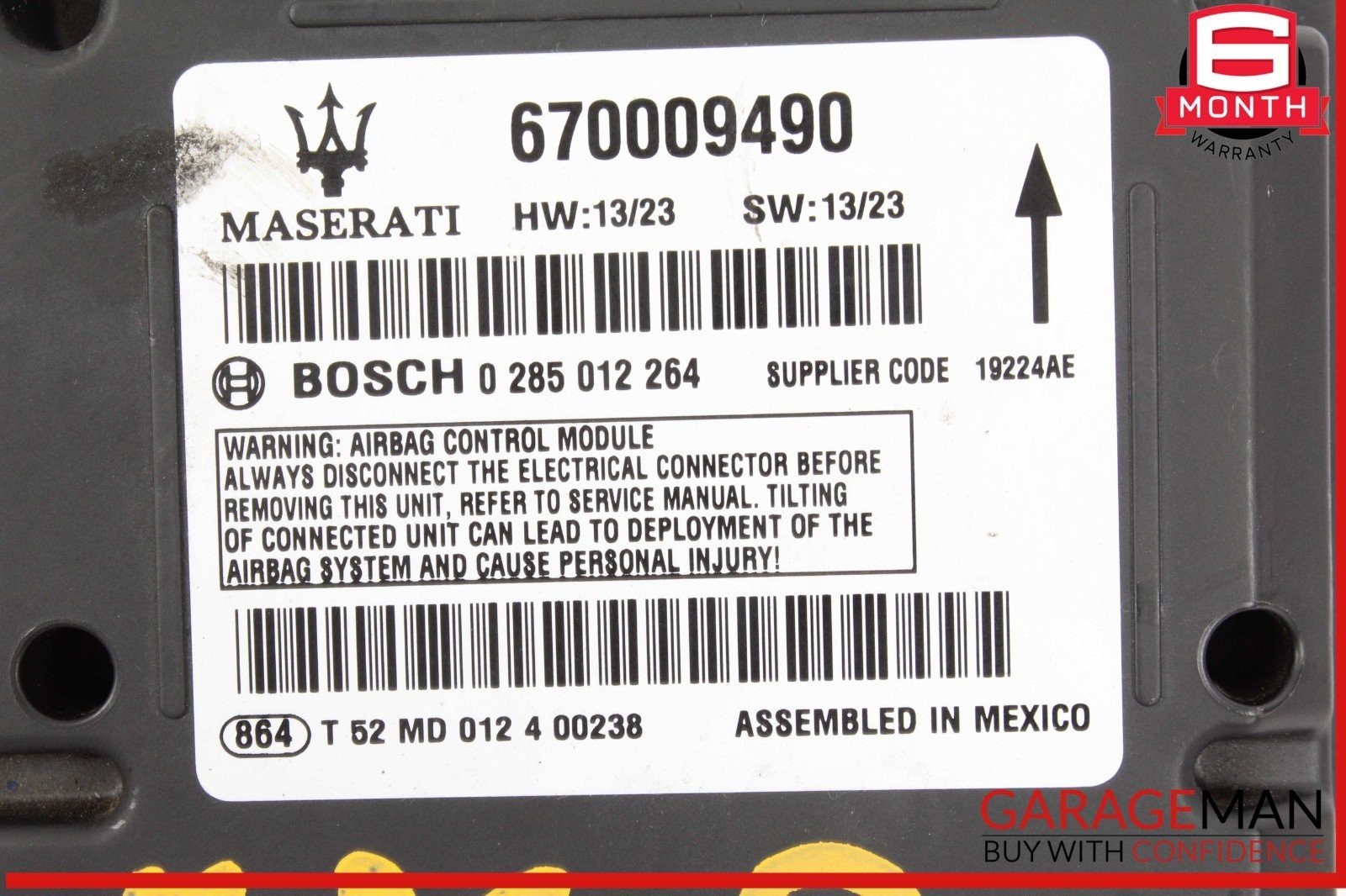 14-17 Maserati Quattroporte M156 Restraint Sensor Control Module Unit 670009490