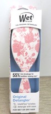 Wet Brush Detangler Hair Brush Pink  White Floral Intelliflex Bristles Wet/Dry