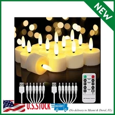 Flameless Rechargeable Tea Lights with Remote Timer - LED Tea Lights Battery Ope