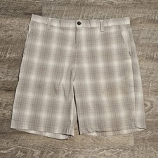 Chaps Golf 78 Shorts Men's Plaid Green White Back Pockets Dress Size 36