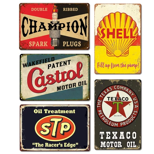 Vintage Metal Tin Signs Retro Garage Signs For Men Wall Decorations Old Car S...