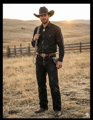 Scully Pants Mens Black 38x35 Buckle Back Canvas Rancher Western Rodeo