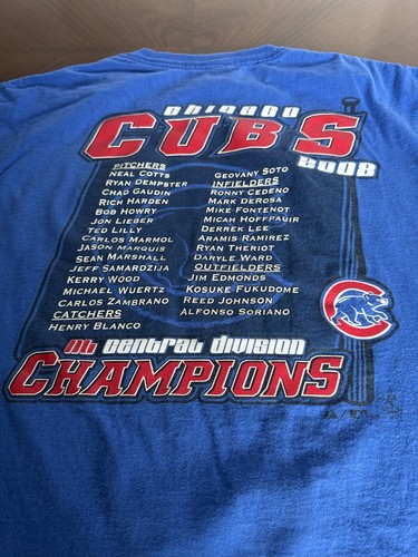 Chicago Cubs 2XL NL Central Division Championship T-Shirt Blue Pre-Owned - Picture 10 of 11