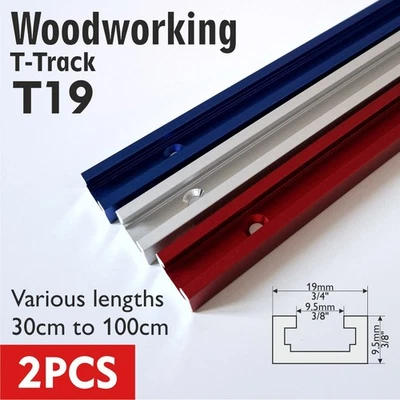 2pcs T-track Slot Miter Track Jig Fixture Slot T19 Woodwork Aluminium 30-100cm