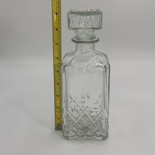 Decanter Whisky Vintage Vetro Pressato Starburst Tappo Quadrato 9” Barware - Foto 8 di 9