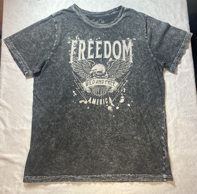 Rus Tee Unisex Freedom Wild and Free America T-Shirt, Vintage, Rock&Roll Look, L