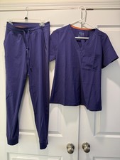 Scrub Joy Purple Scrub Set With Jogger Style Pants Both Size Small