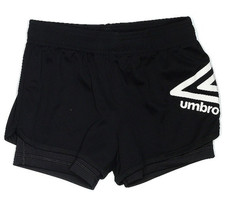 Umbro Girl's Size Medium 7/8 2 in 1 Mesh Knit Soccer Athletic Shorts Black