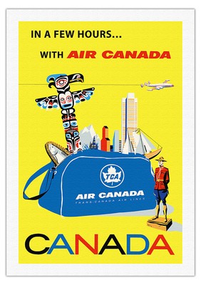 Canada - Vintage Air Canada Travel Poster by Roberto Floreani c.1960