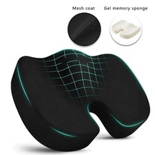Seat Cushion, Memory Foam Chair Pad for Back Tailbone Pain Relief Black
