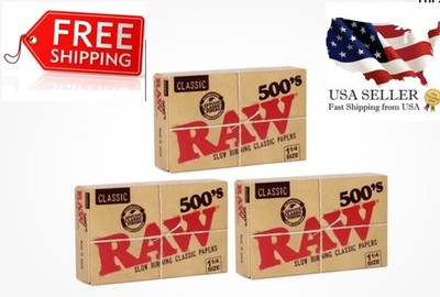 RAW Classic 500s ~1 1/4~ Rolling Papers (3 Packs) ~NEW