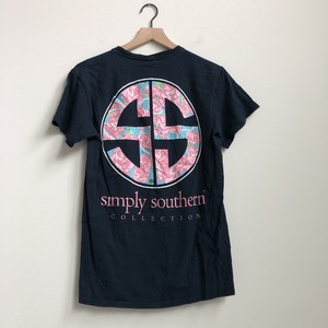 Simply Southern Small T Shirt Navy Round Logo Floral Classic Preppy Graphic Tee Ebay