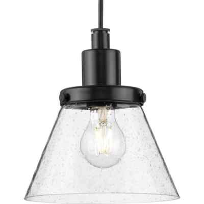 Progress Lighting Hinton 8 in. One-Light Brushed Nickel Pendant w/Clear Seeded