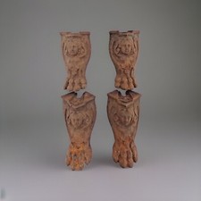 LOT DE 4 PIEDS FONTE XIX POUR CUISINIÈRE MEUBLE FORME BICHE PATTE DE LION