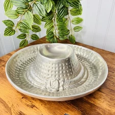 Vintage Cast Aluminum Sombrero Cowboy Hat Chip & and Dip Bowl Serving Tray