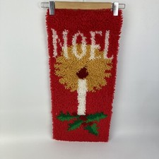 VTG XMAS Noel Candle Latch Hook Rug Wall Hanging 12 x 27" Complete WonderArt