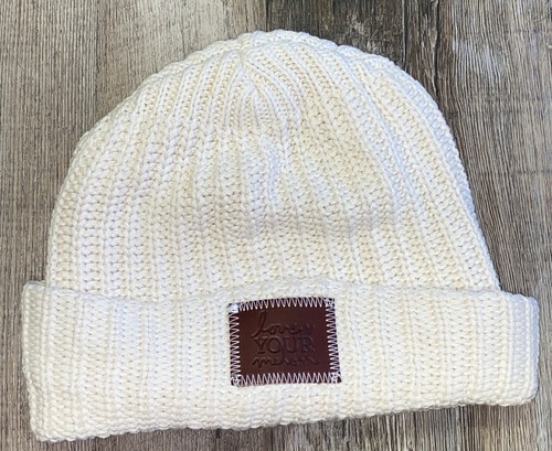 Melon Cable Knit Beanie Hat Cap White 