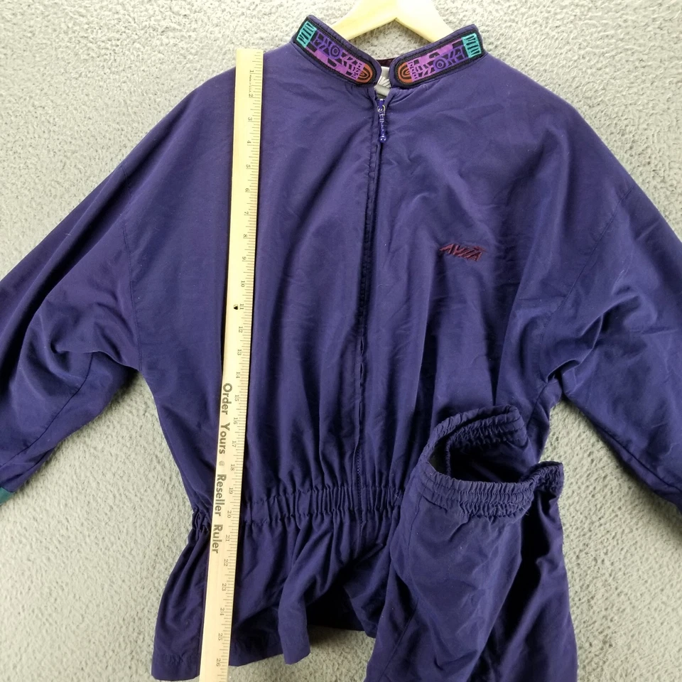 Conjunto de Traje de Pista Vintage Avia Mujer Mediano Azteca Bloque de Color Chaqueta Pantalones Retro $200 Foto 2 de 4