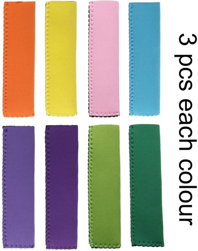 24 Pack Reusable Popsicle Bags Ice Pop Sleeves Antifreezing Sleeves 8 Colors - Picture 2 of 11
