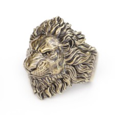Huge Brass Angry Lion Ring Biker Rock Punk Jewellery BR383B UK Size X½