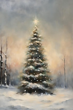 CHRISTMAS TREE CANVAS PRINT WALL ART READY TO HANG CA53
