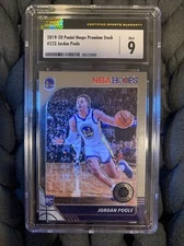 2019-20 Panini Hoops Premium Stock #223 Jordan Poole RC CSG Mint 9 Graded Slab
