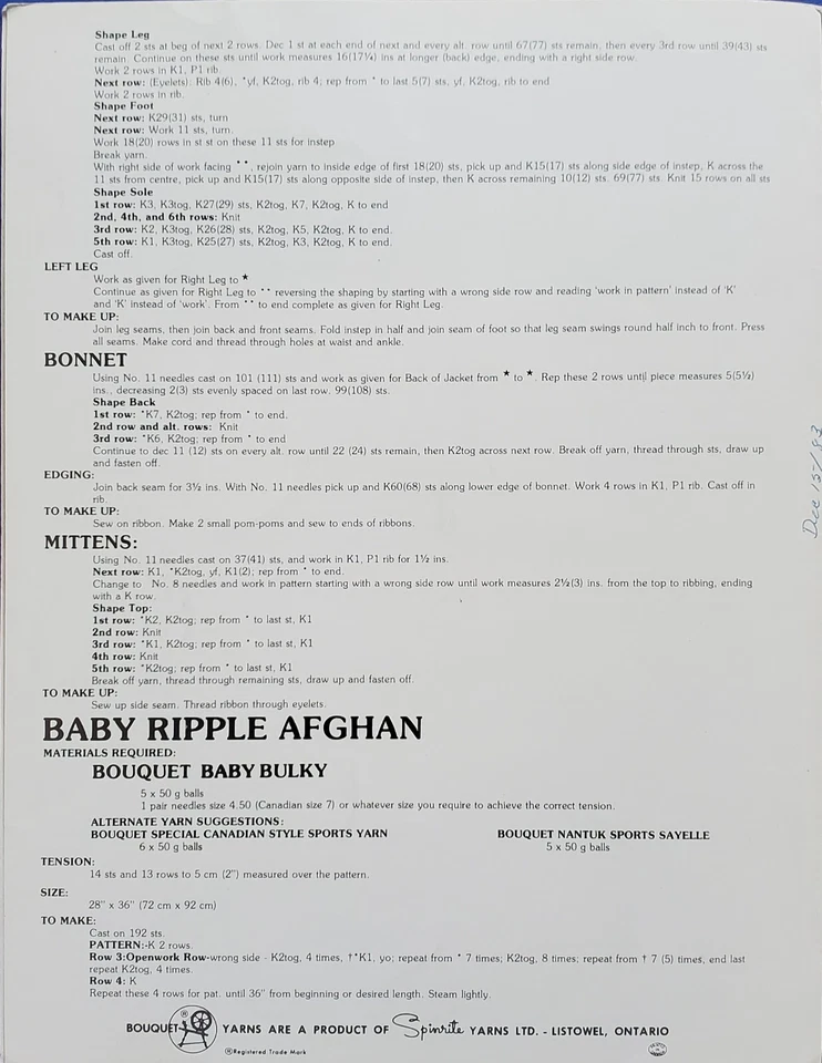 Baby Set & Afghans Knitting Patterns By Bouquet f8 - Image 3 of 3