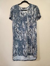 Christian Siriano Dress Women's Size S Blue Gray Snake Boho Print Stretch Tunic