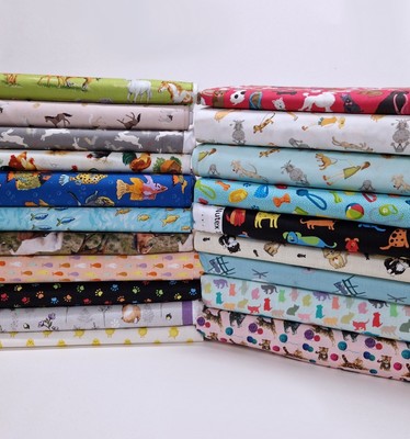 Haustiere Katze Hund Fisch Pferd Kaninchen Baumwolle Stoff Familie Thema Patchwork Handwerk Kleid