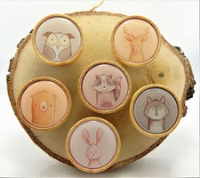 6er SET Tiere Design Druck Holz KNÖPFE Griff Schublade Schrank Möbel 