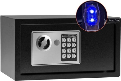 Compact Wall-Mount Electronic Safe with Key Control & Intelligent Light - Black