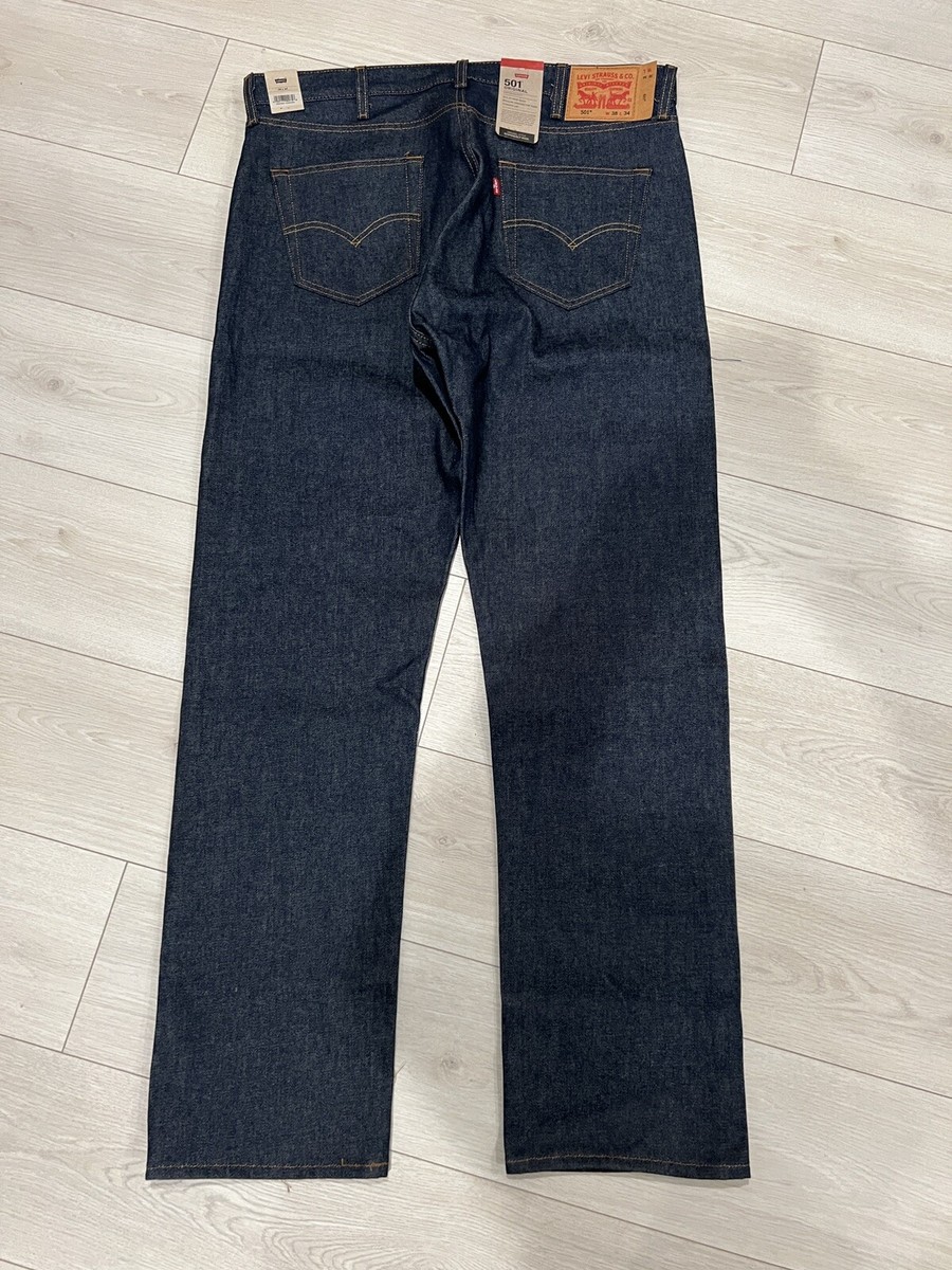 Levis 501 Shrink To Fit Button Fly Jeans Straight Leg Mens 38 X 34