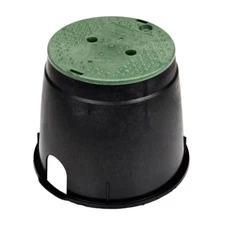 10 In. round Valve Box and Cover, Black Box, Green ICV Cover